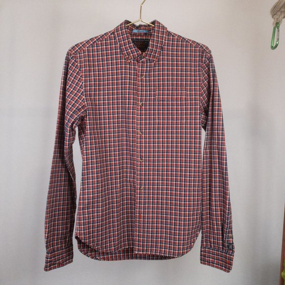 Scotch & Soda Other - Scotch & Soda Button Down Up 100% Cotton Flannel Plaid Dress Shirt Orange Size S